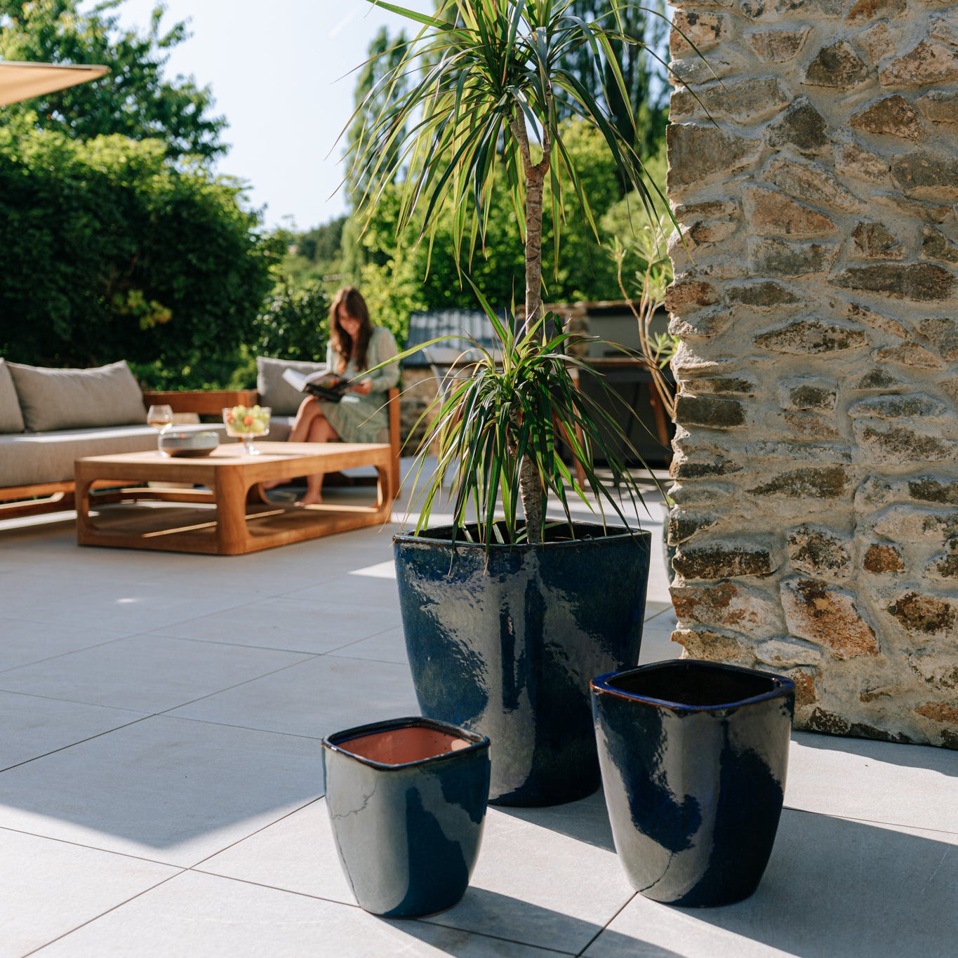 Doniczka ceramiczna VAUBAN - Morski błękit