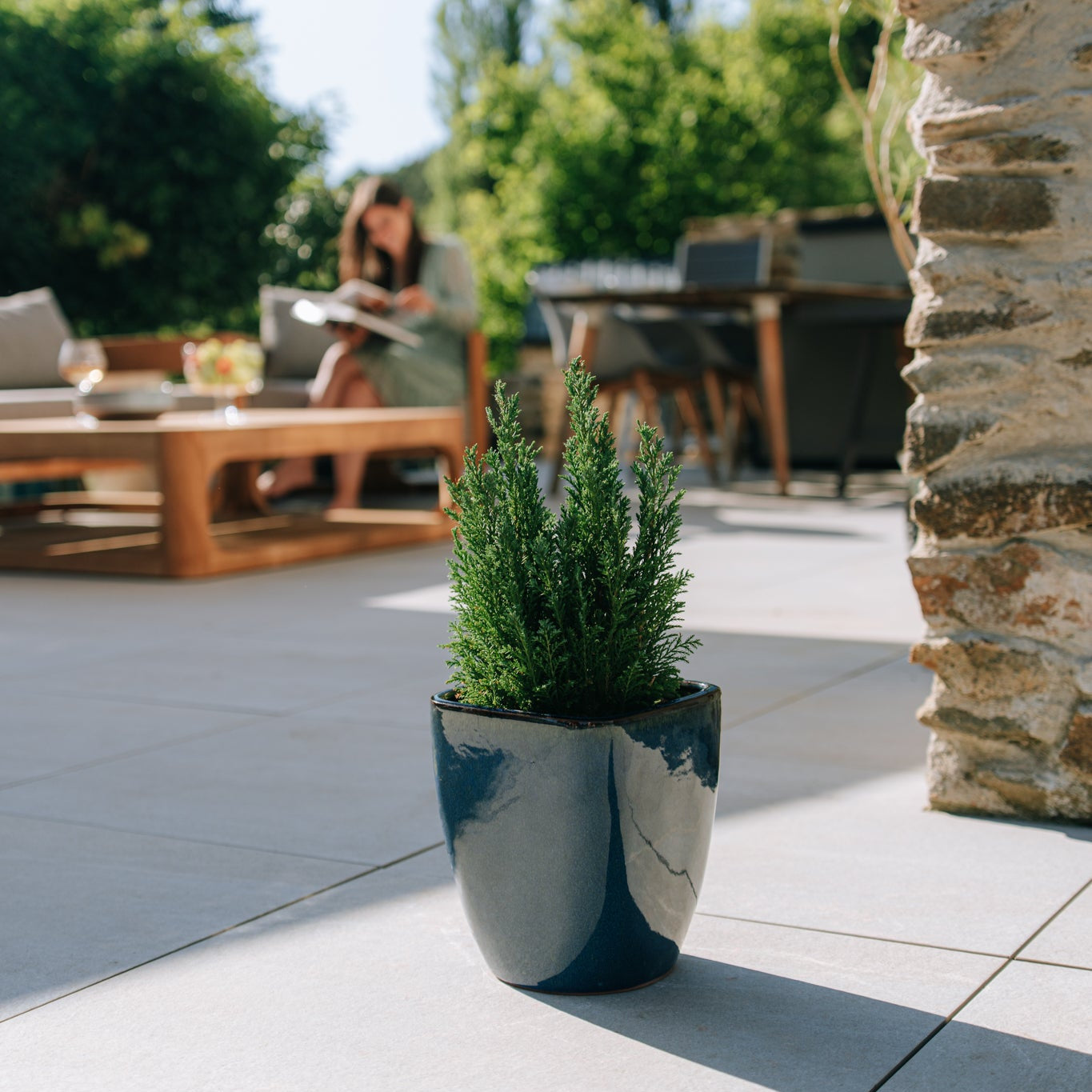 Keramický květináč VAUBAN - Mořsky modrá