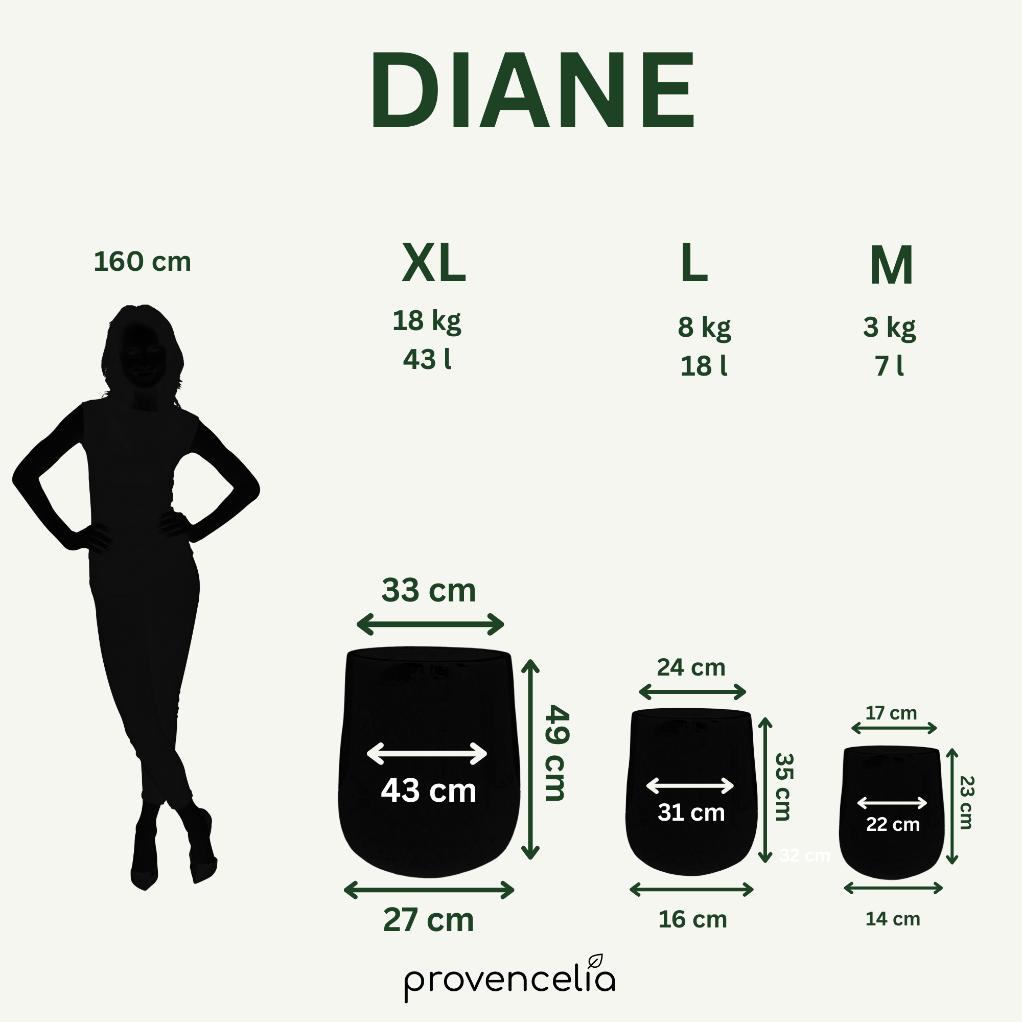 Ceramiczna doniczka DIANE — XXL, ręcznie wykonywana | Provencelia