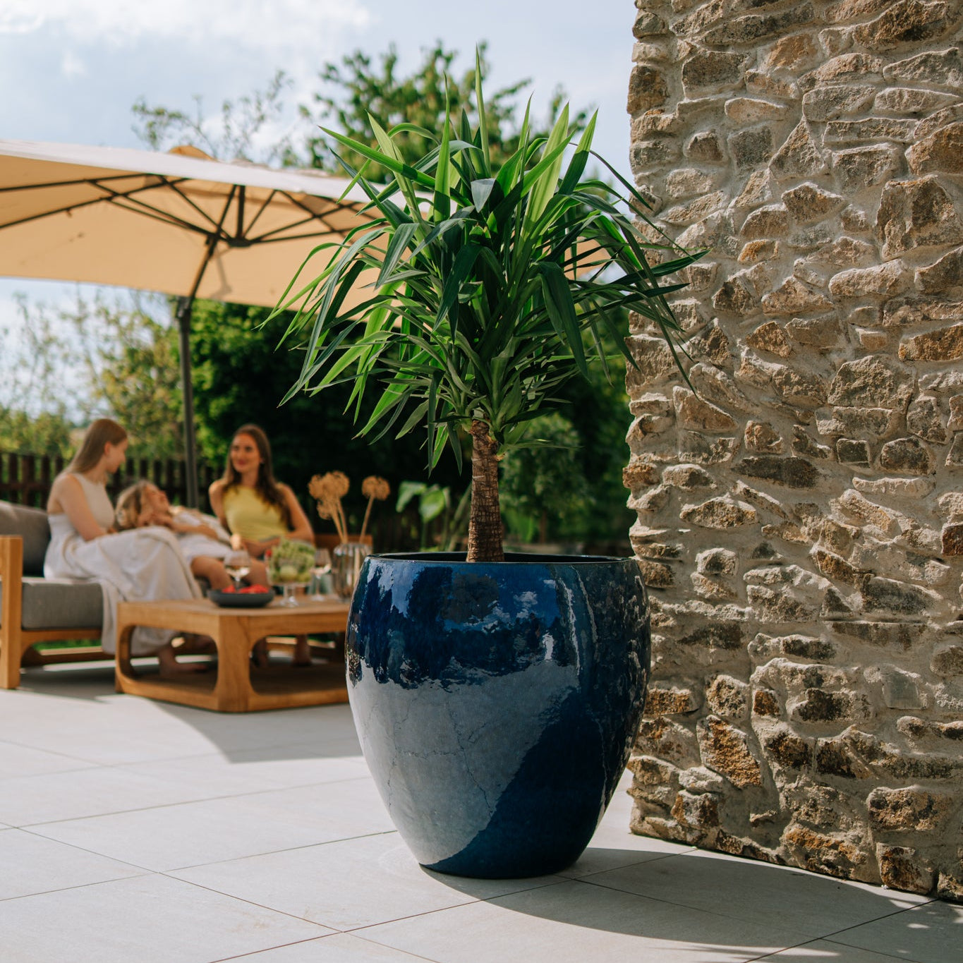 Doniczka ceramiczna LAFONTAINE - Morski błękit