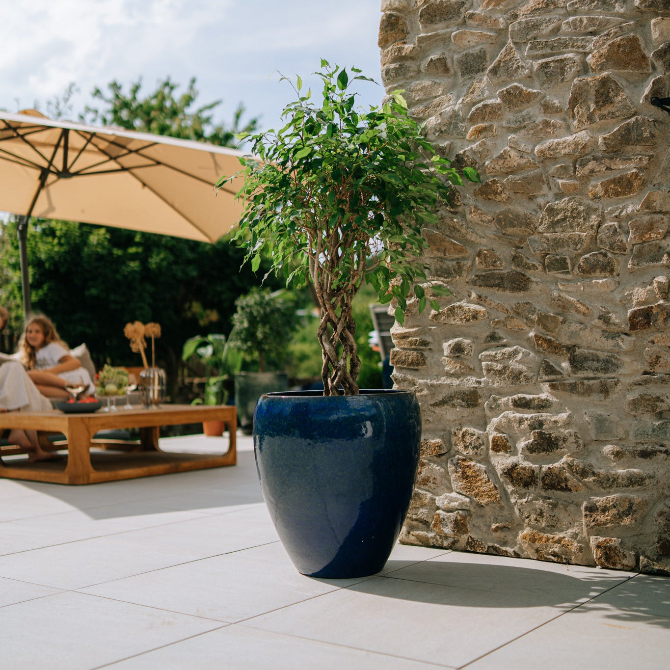 Doniczka ceramiczna LAFONTAINE - Morski błękit