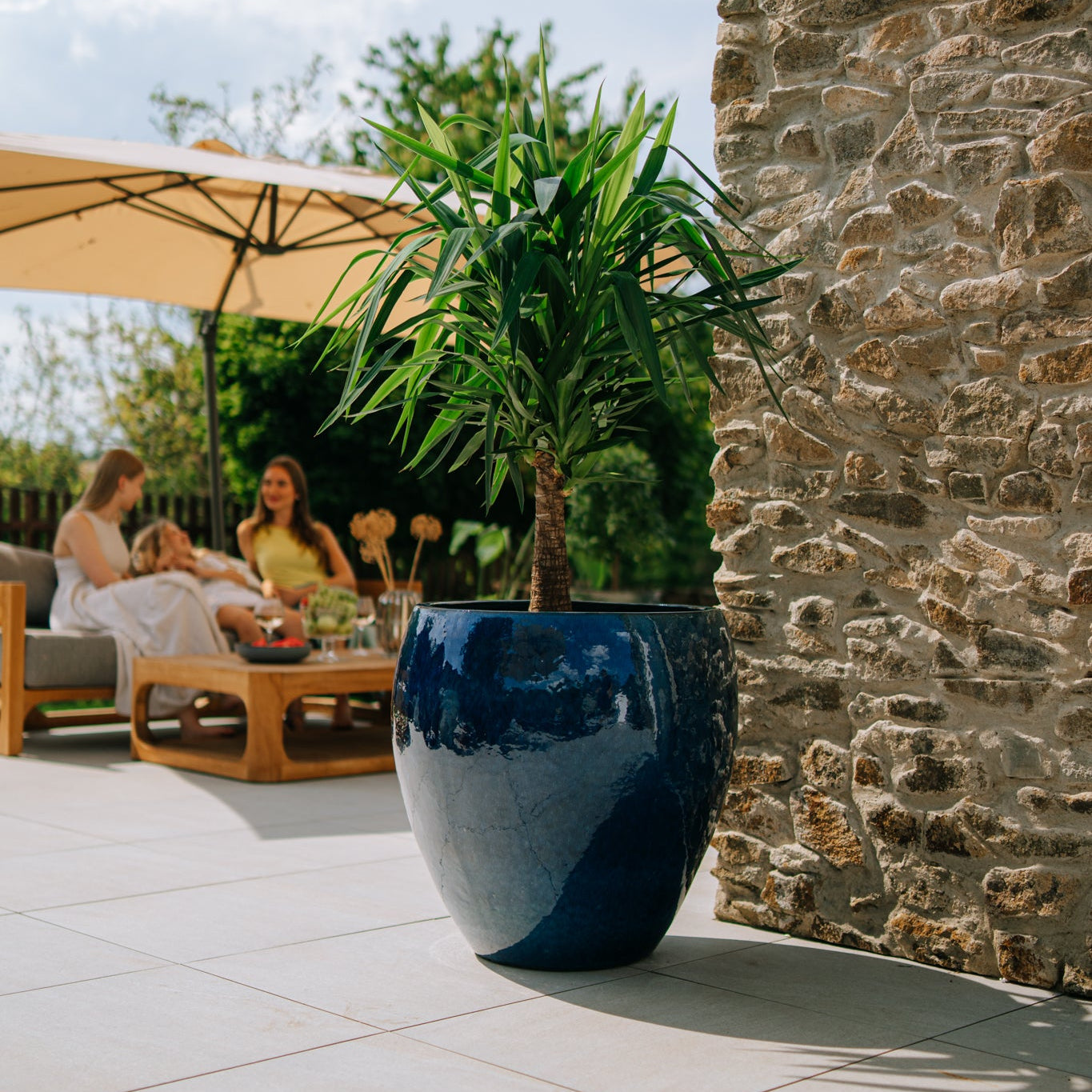 Doniczka ceramiczna LAFONTAINE - Morski błękit