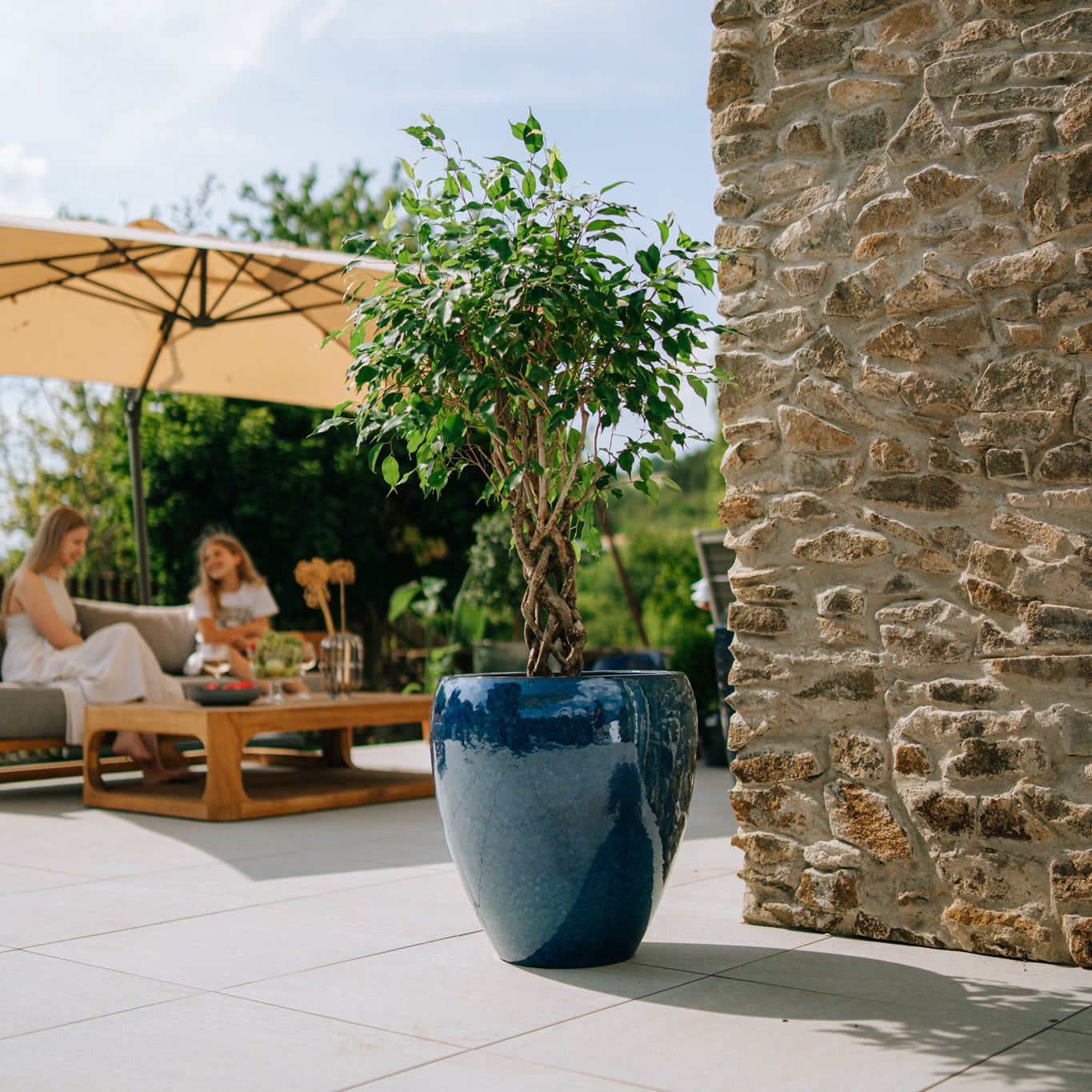 Doniczka ceramiczna LAFONTAINE - Morski błękit