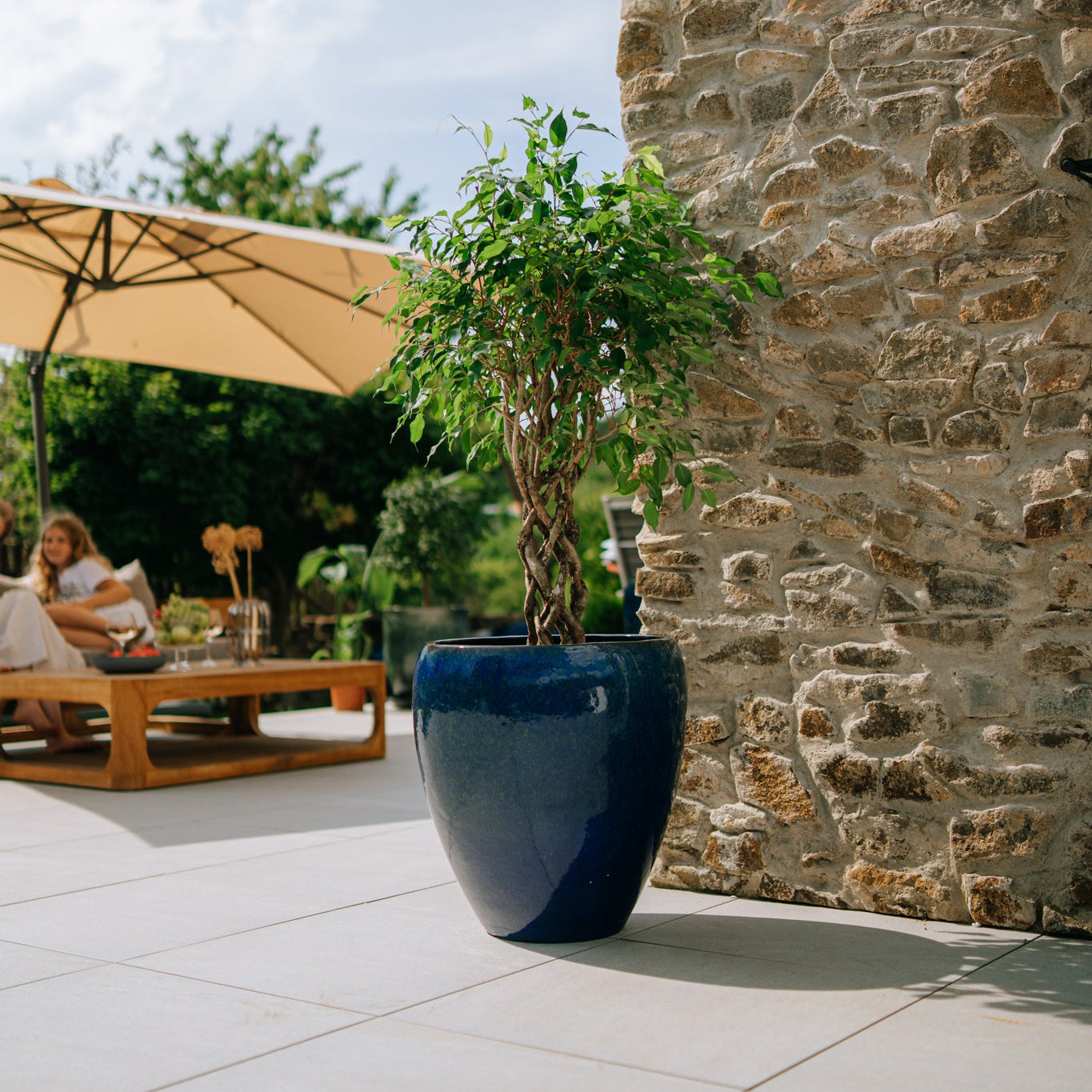 Doniczka ceramiczna LAFONTAINE - Morski błękit