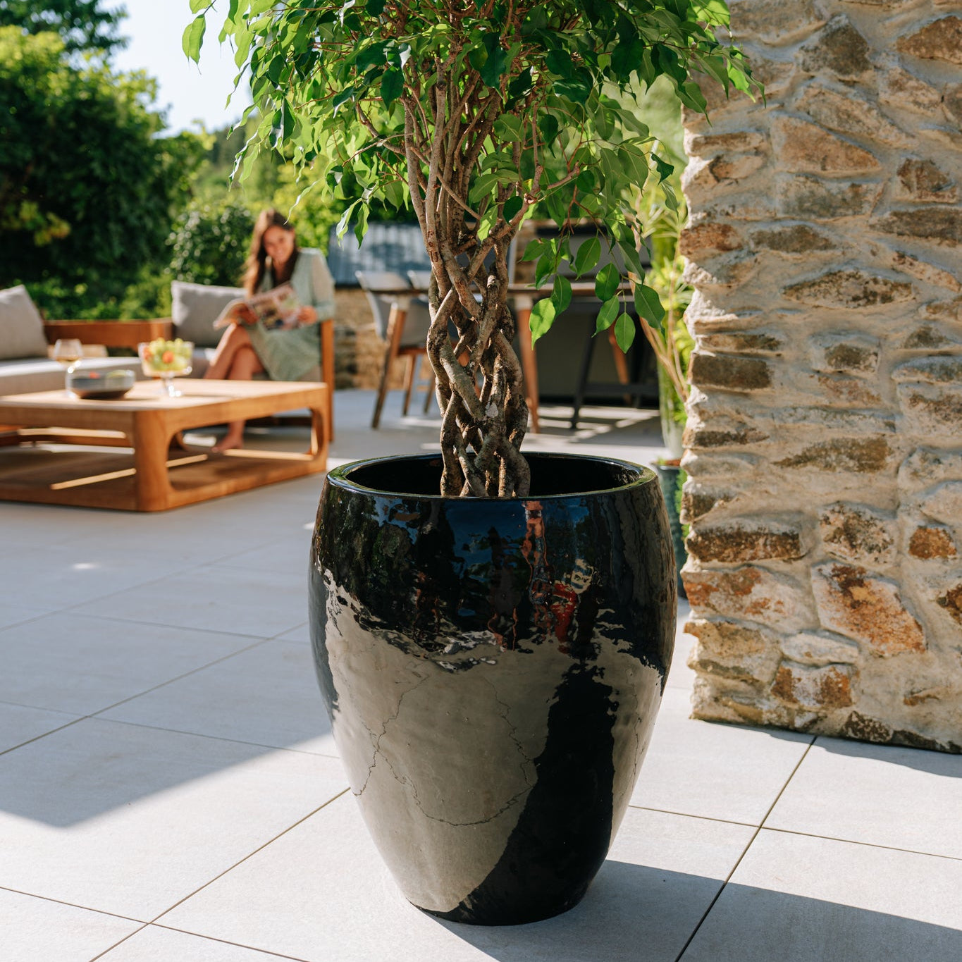 Keramický květináč Poseidon - Černý