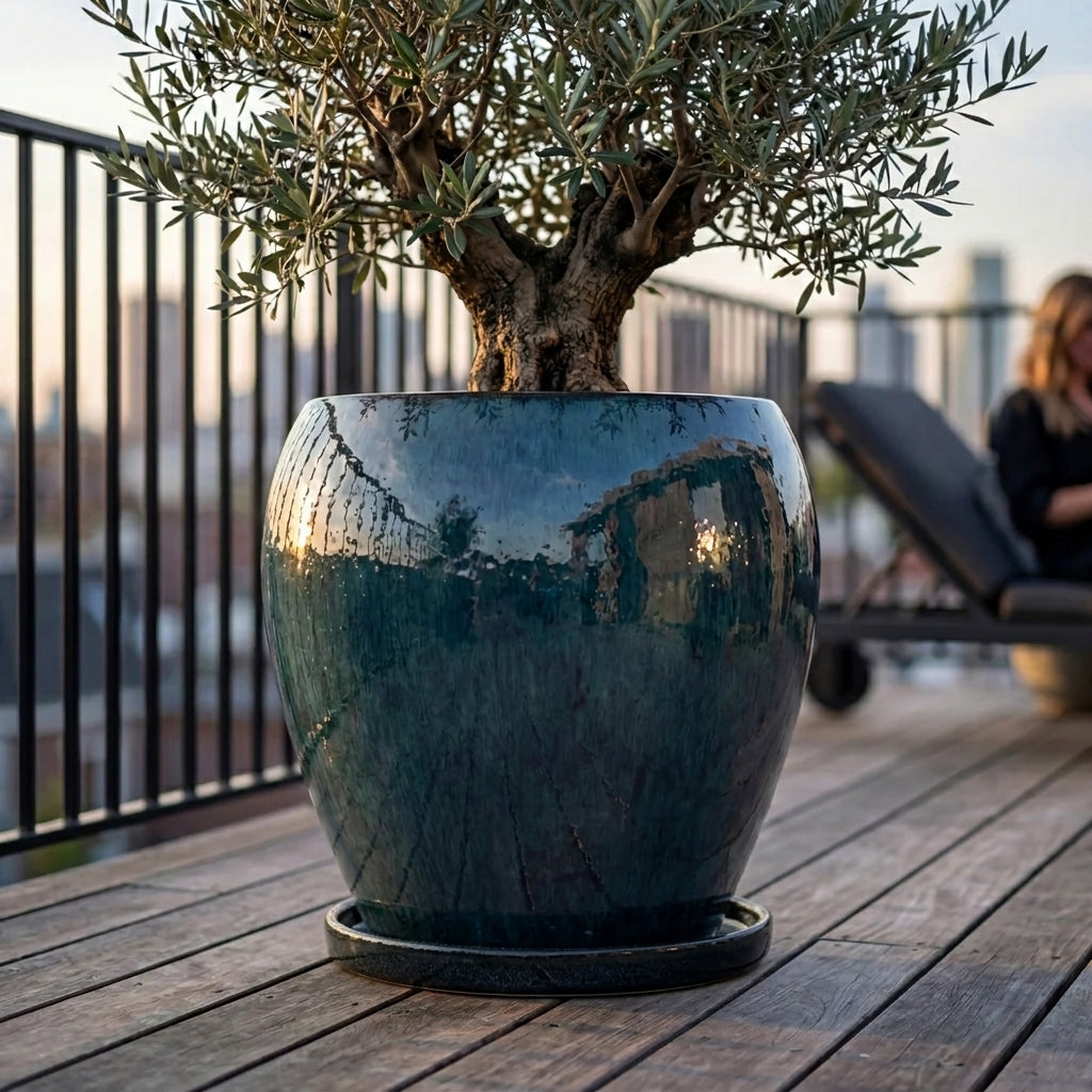 Podstawka ceramiczna Szafirowa pod donicę – mrozoodporna
