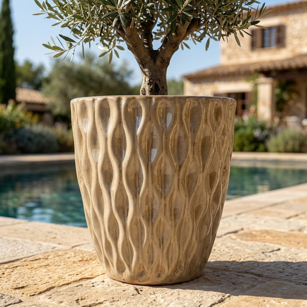 Keramický květináč Monet Broušený bronz – ručně vyráběný glazovaný květináč z terakoty