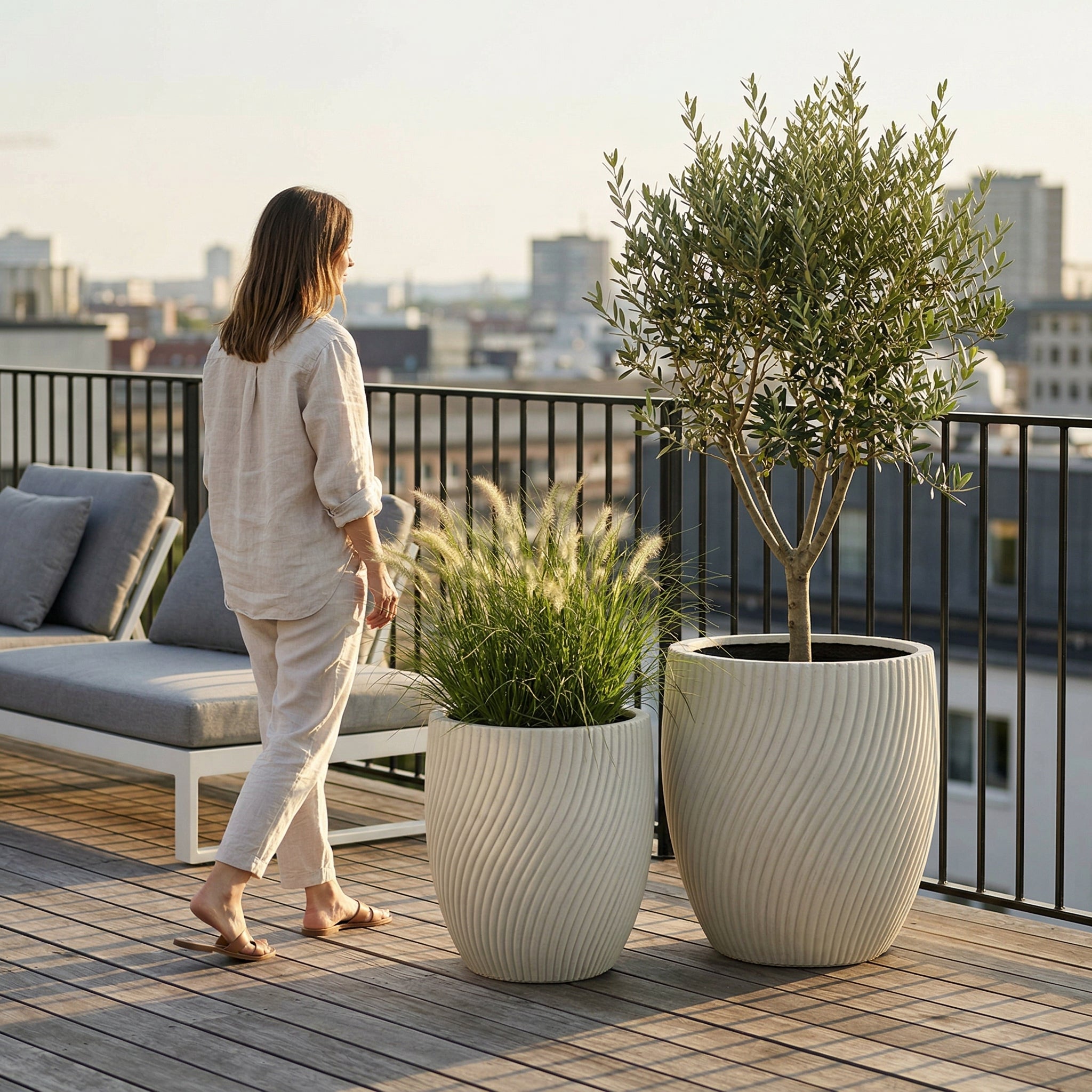 Doniczka beżowa — szkliwiona, mrozoodporna do −25 °C | Provencelia