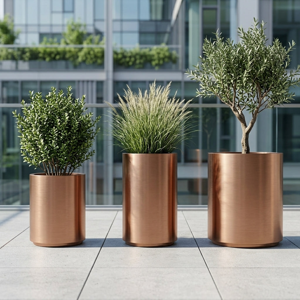 Provencelia METROPOLE miedziana — doniczka ceramiczna ręcznie wykonywana, mrozoodporna