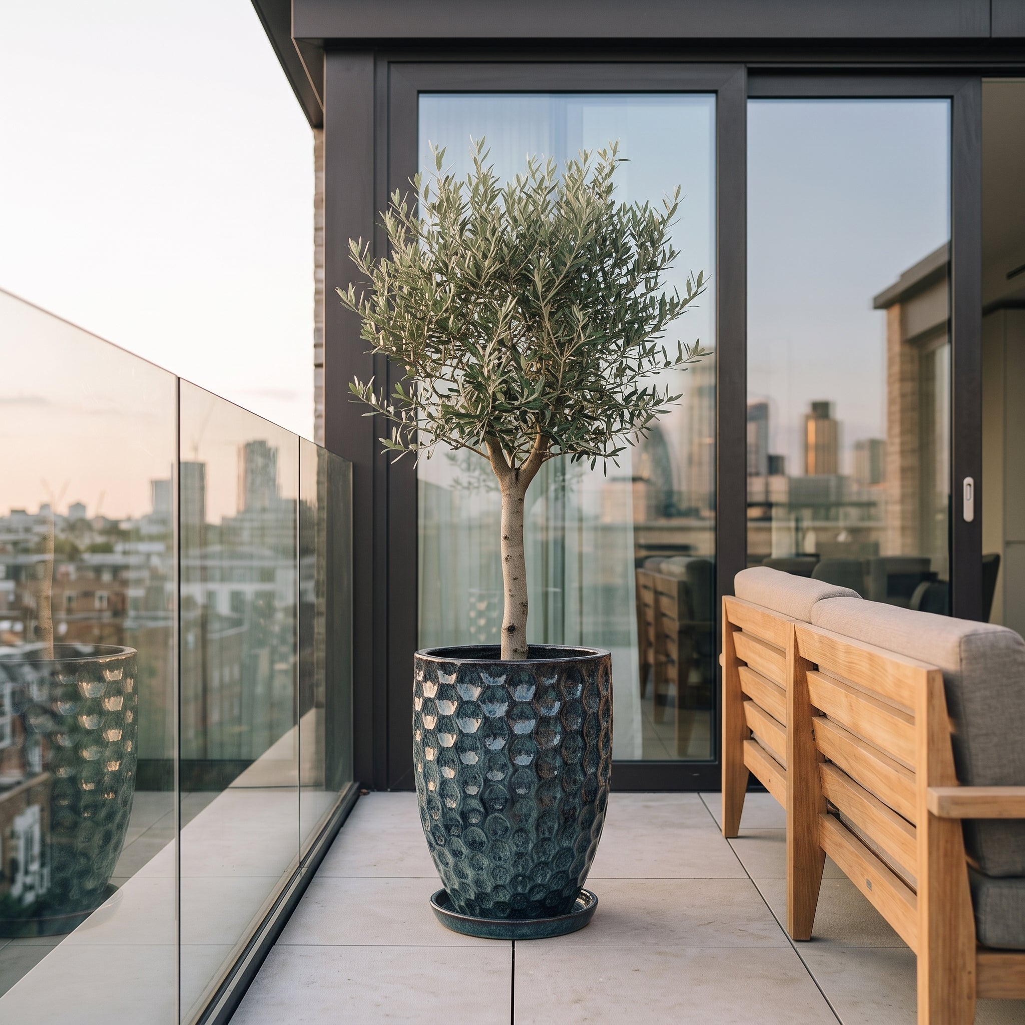 Keramický květináč MEROVEE - Ledově modrá - XL (42 cm x 55 cm)