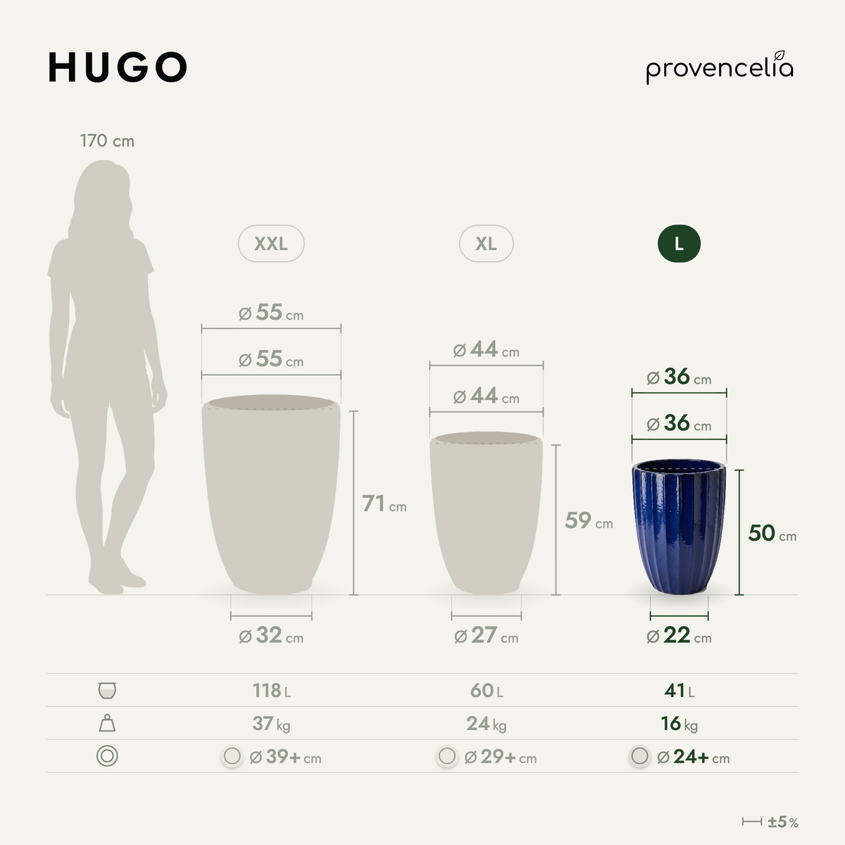 HUGO L – wymiary