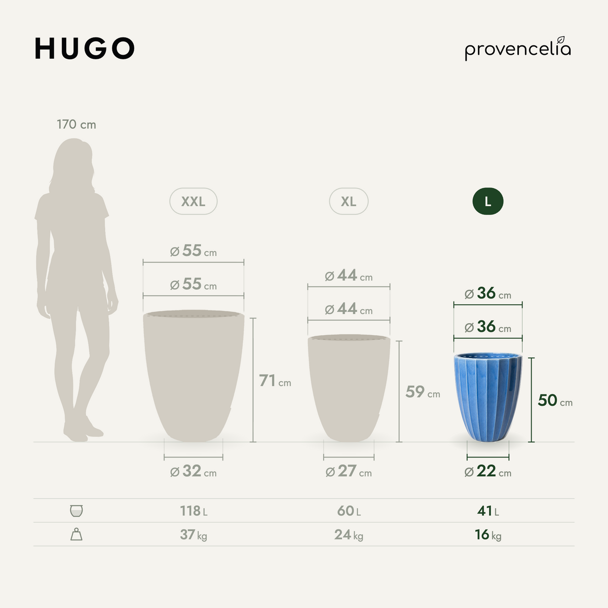 HUGO L – wymiary
