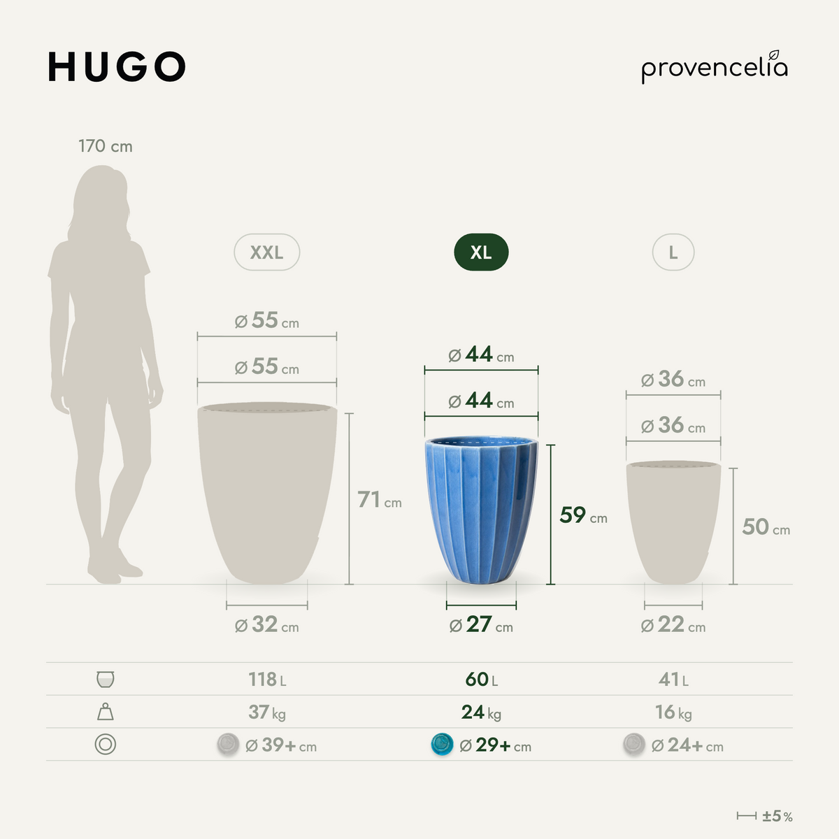 HUGO XL – wymiary