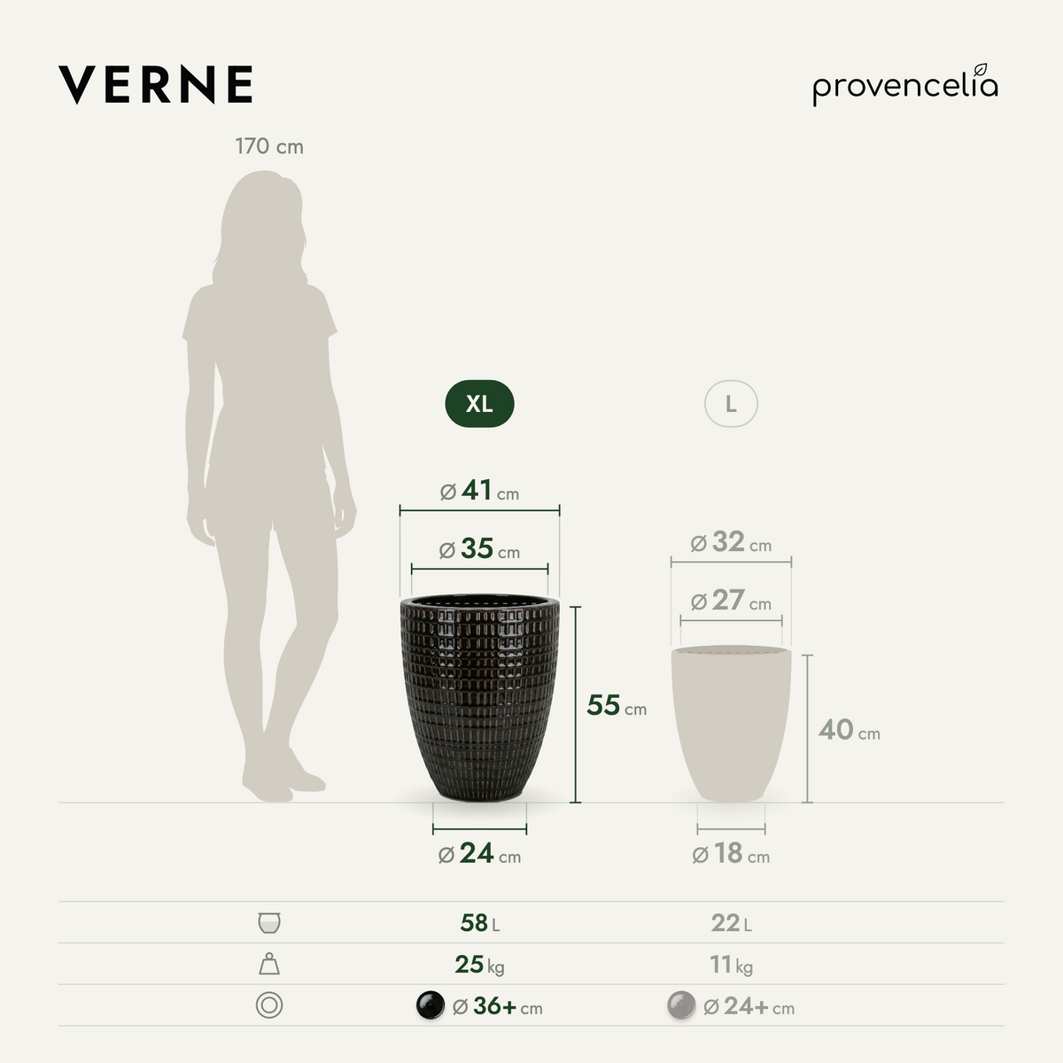 VERNE XL – wymiary
