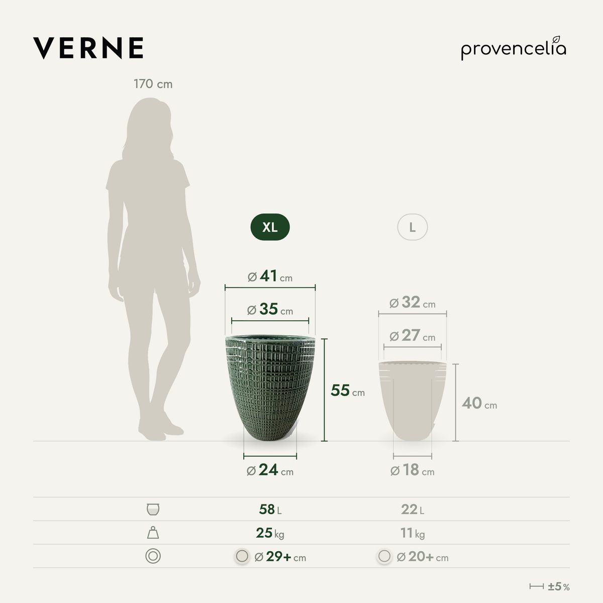 VERNE XL – wymiary