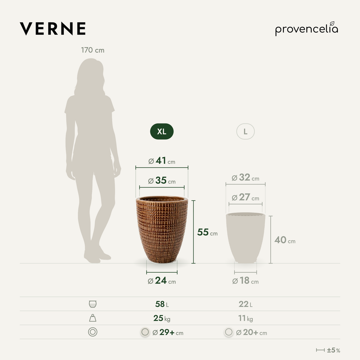 VERNE XL – wymiary