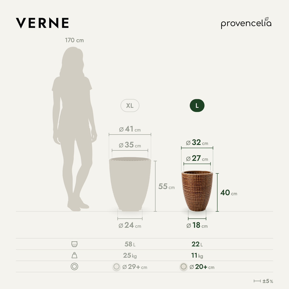 VERNE L – wymiary