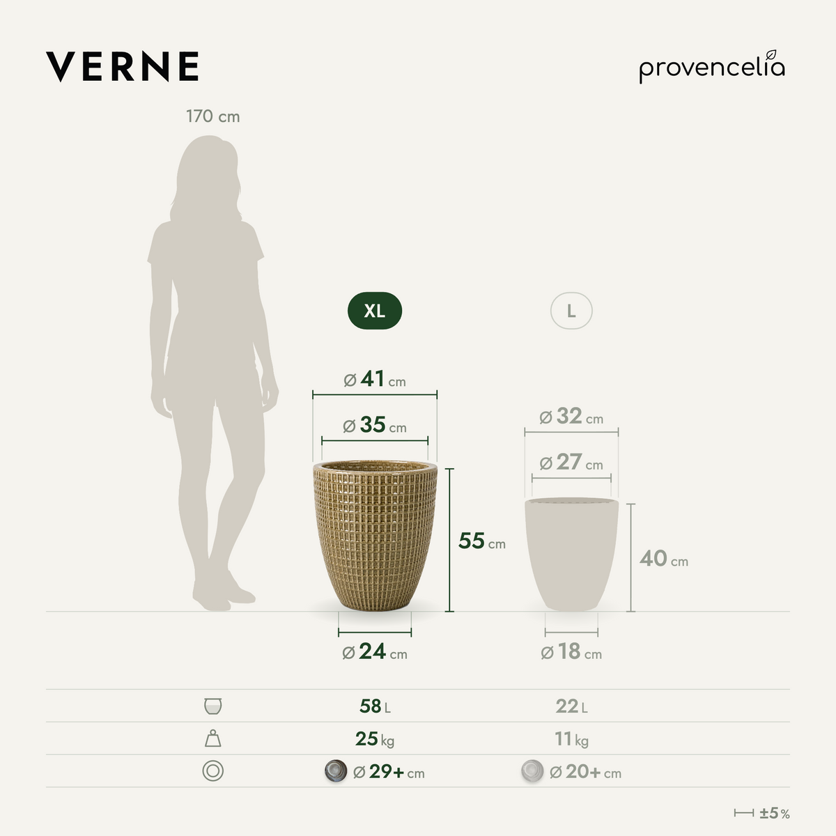 VERNE XL – wymiary