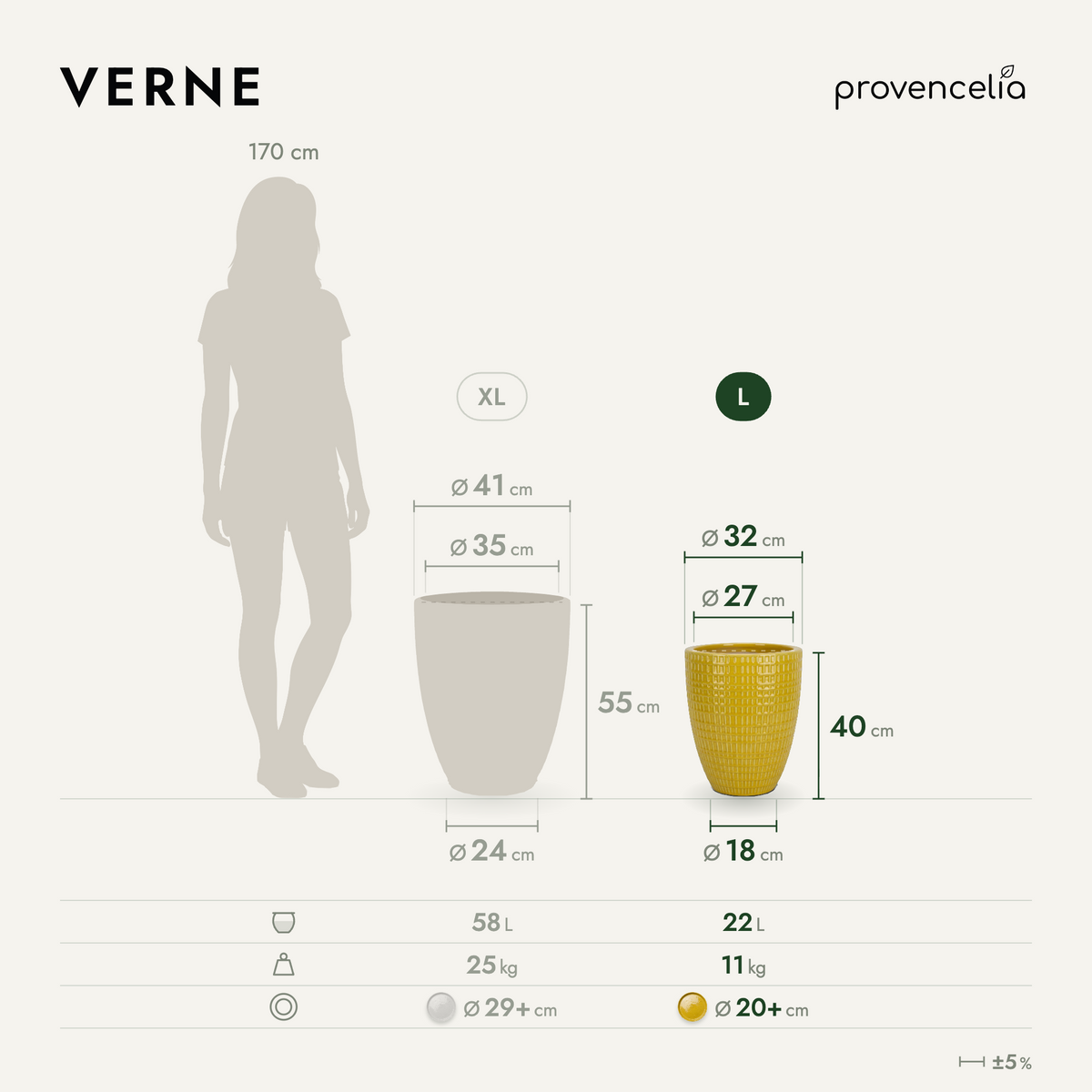 VERNE L – wymiary