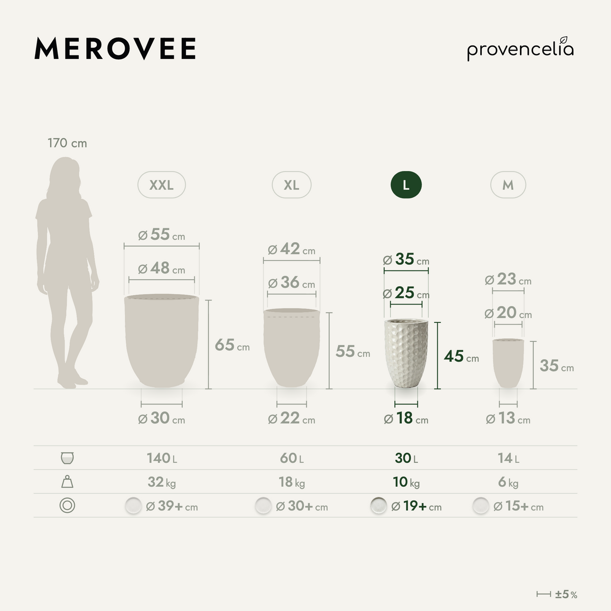 MEROVEE L – wymiary