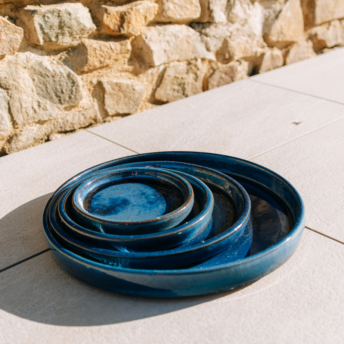Ceramiczna podstawka Błękit lazurowy pod doniczkę – mrozoodporna