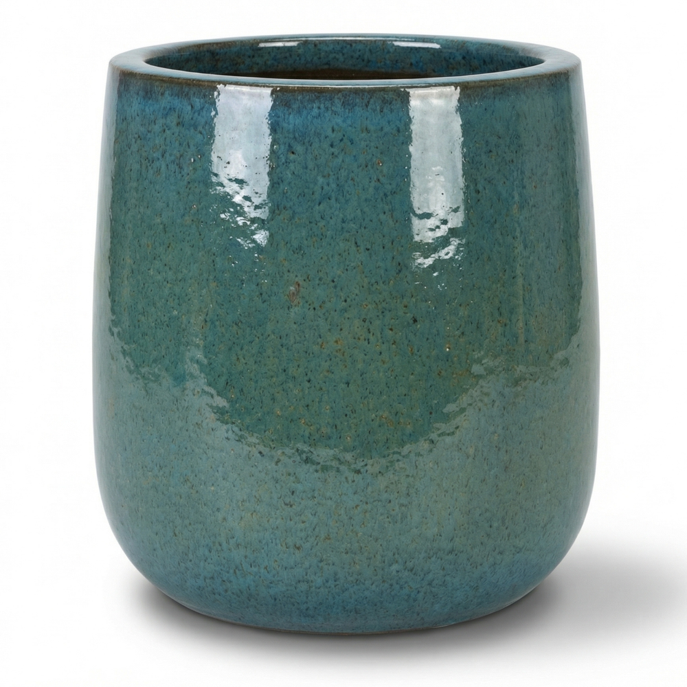 Doniczka ceramiczna Diane - Stalowo-niebieska - M (23 x 23 cm)