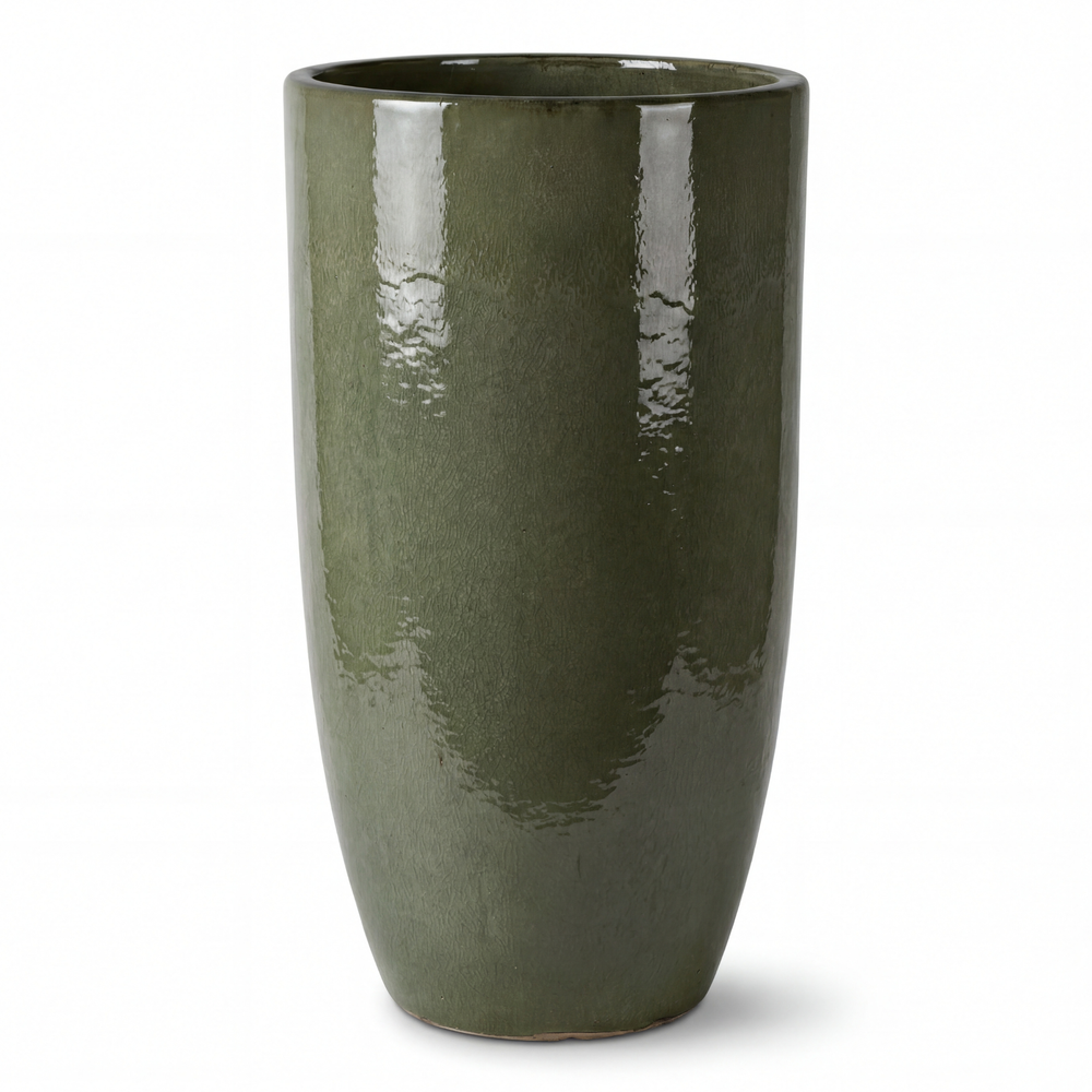 Wysoka doniczka ceramiczna Eiffel2 - Khaki, ręcznie wykonywana - XXXL (47 x 92 cm)