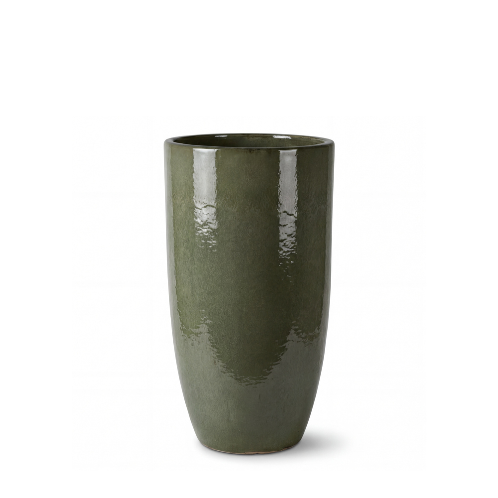 Wysoka doniczka ceramiczna Eiffel2 - Khaki, ręcznie wykonywana - XXL (37 x 70 cm)