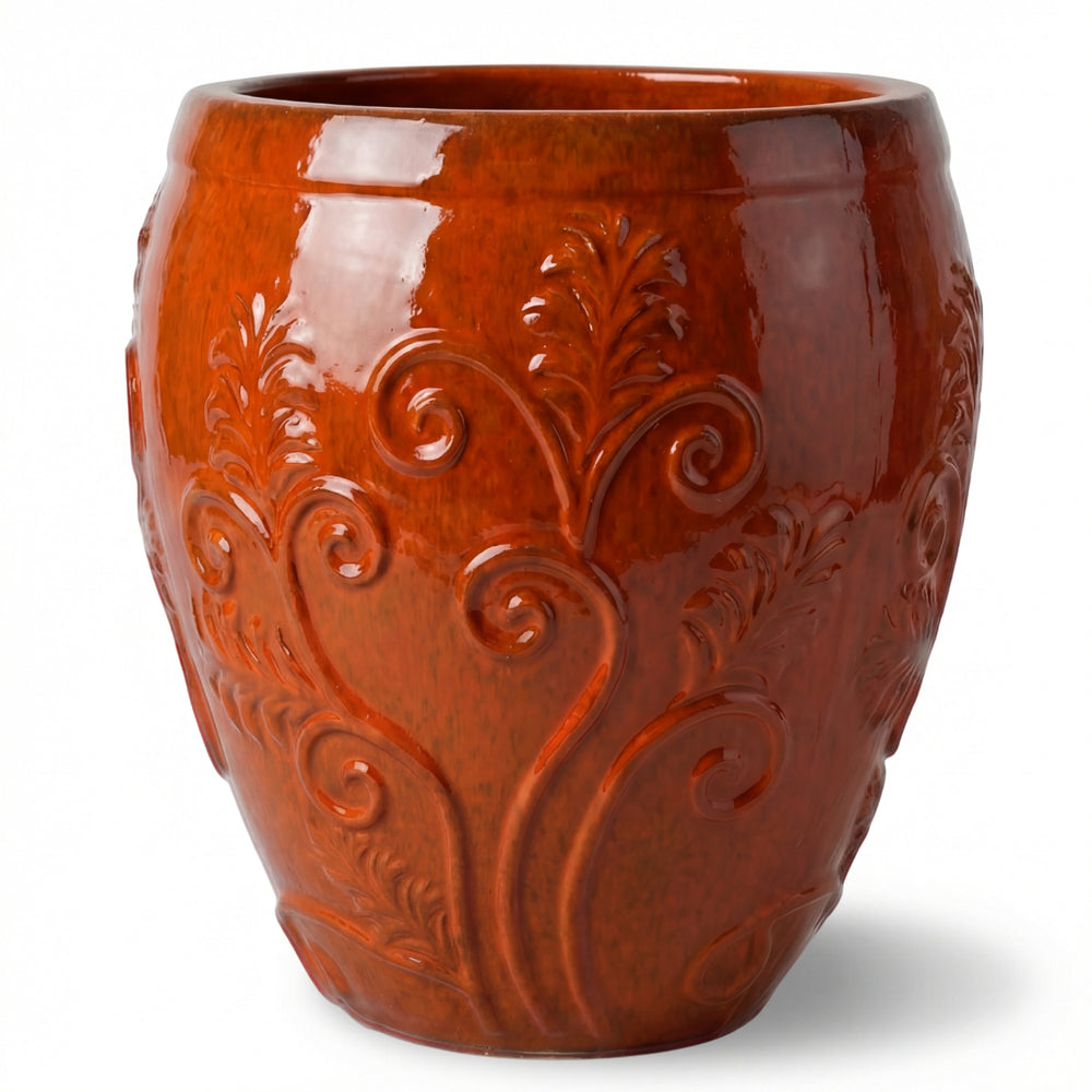 Ceramiczna doniczka Gaia - Tropikalna pomarańcza - XXL (80 cm x 85 cm)