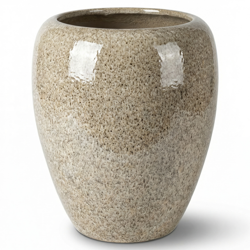 Doniczka ceramiczna Galilee - Biała tygrysowa - XL (40 cm x 50 cm)