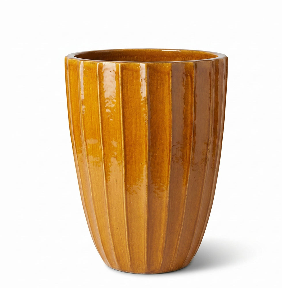 Doniczka ceramiczna Hugo w kolorze miodowym – Ręcznie robiona szkliwiona doniczka z terakoty - XXL: 55 x 71 cm