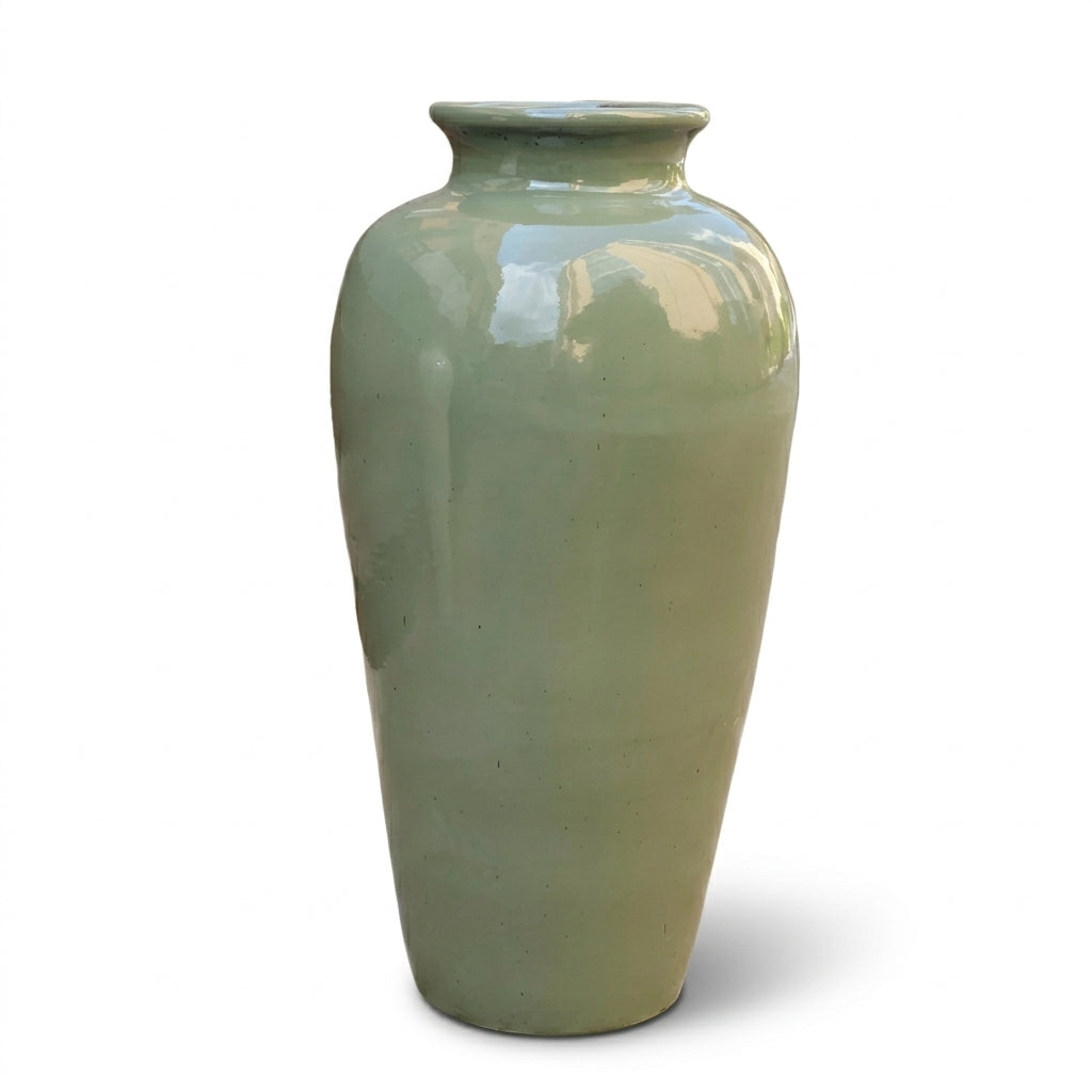 Provencelia JUPITER nefrytowa — doniczka ceramiczna ręcznie wykonywana, mrozoodporna