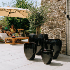 Doniczka ceramiczna LAFONTAINE - Czarna