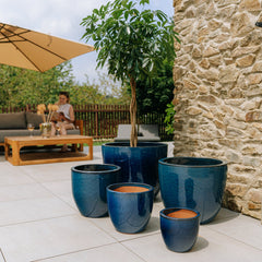 Keramický květináč LANCELOT - Azurově modrá