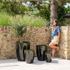 Doniczka ceramiczna Mazarin - czarno-zielona