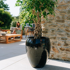 Doniczka ceramiczna Posejdon - Czarna