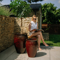 Doniczka ceramiczna Posejdon - ceglastoczerwona