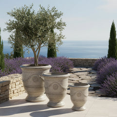 Doniczka ceramiczna RICHELIEU - Biała w tygrysie paski