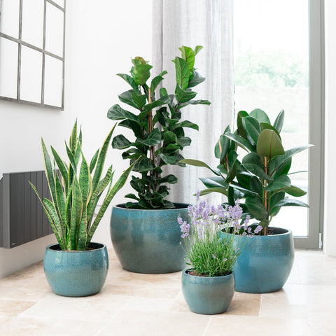 Ceramiczna doniczka Romulus - stalowoniebieska