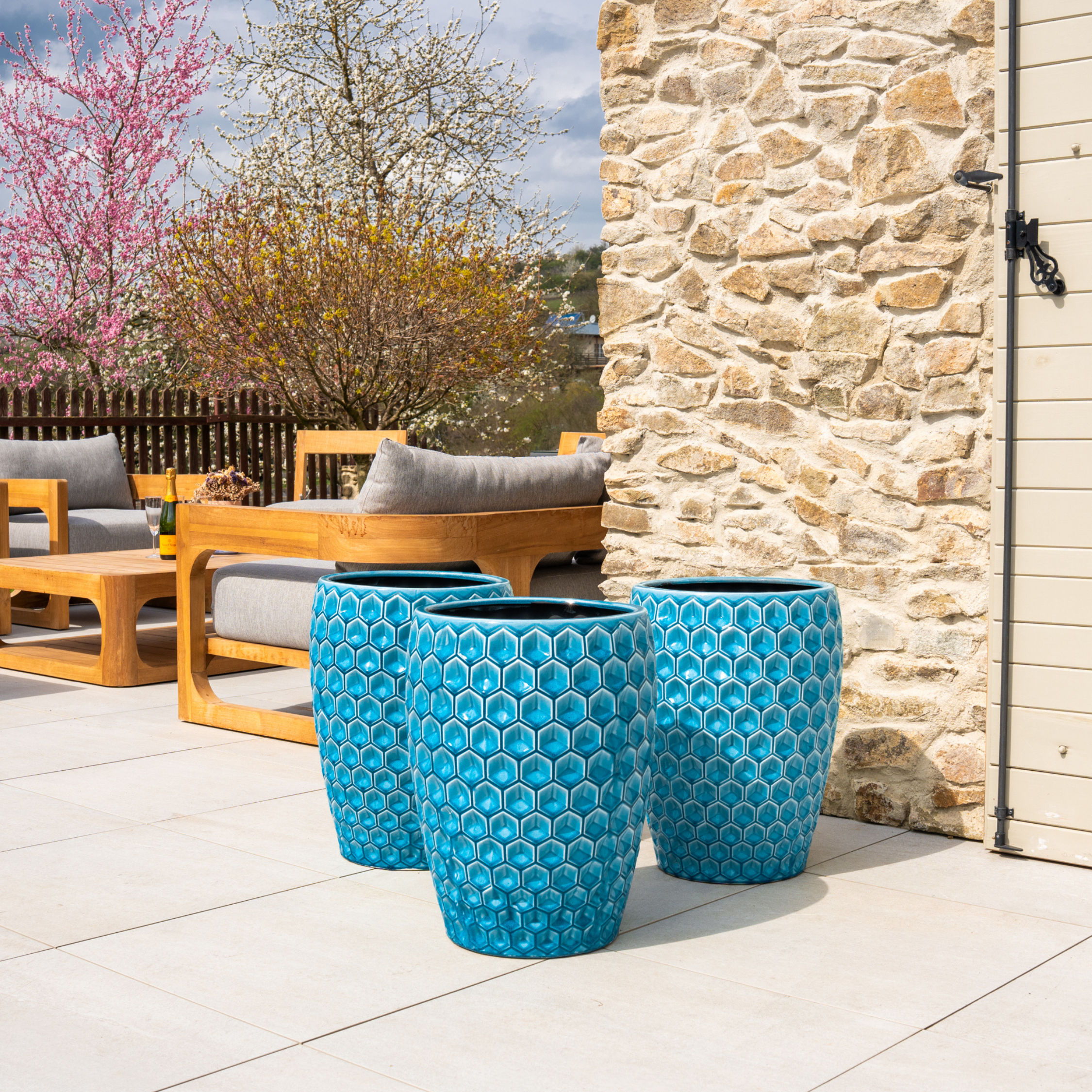 Keramický květináč Versaille - Světle modrý