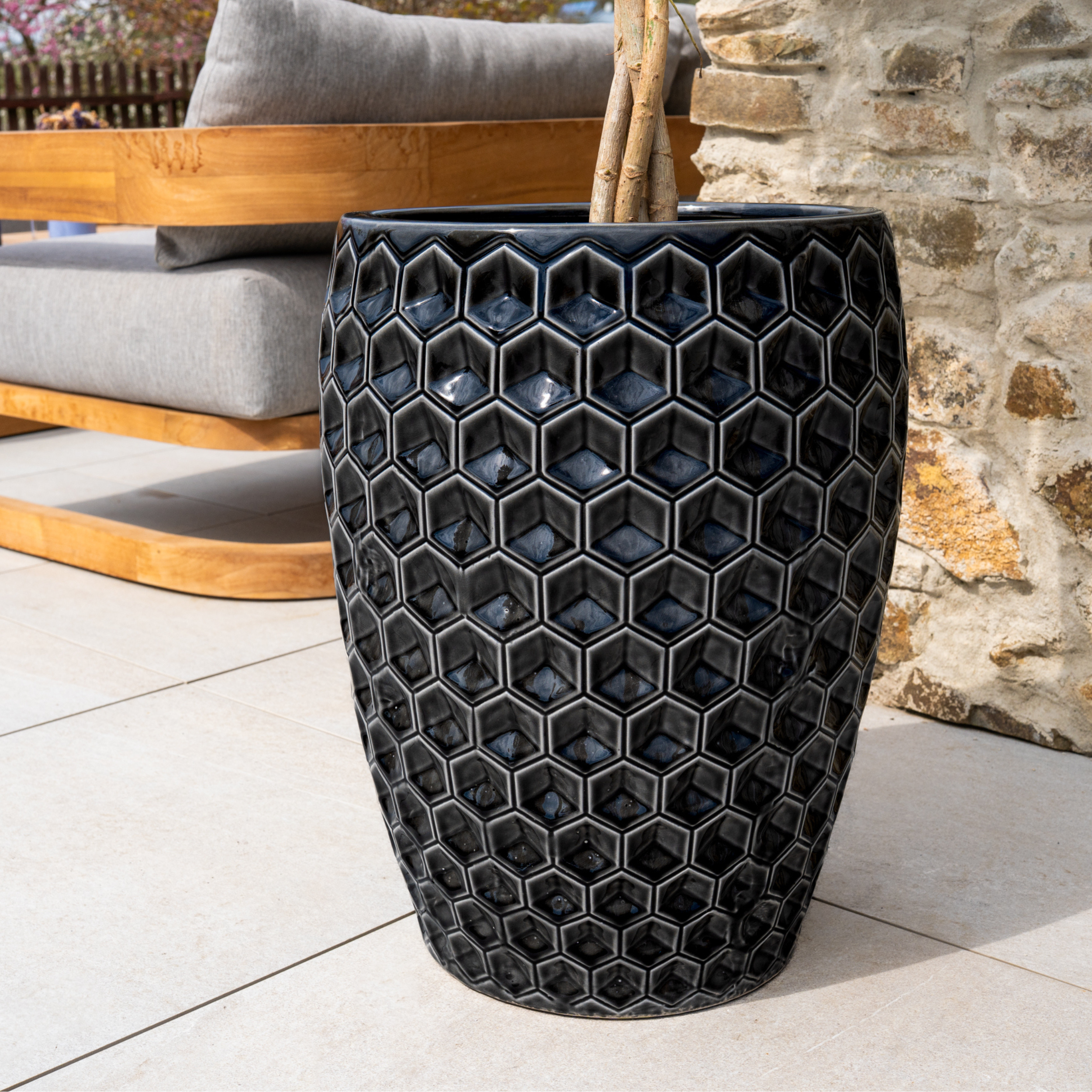 Keramický květináč Versaille - Černý