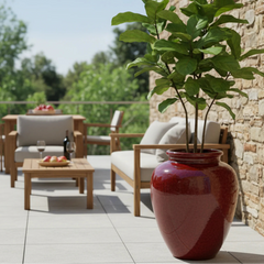 Doniczka ceramiczna Dionizos - tropikalna czerwień