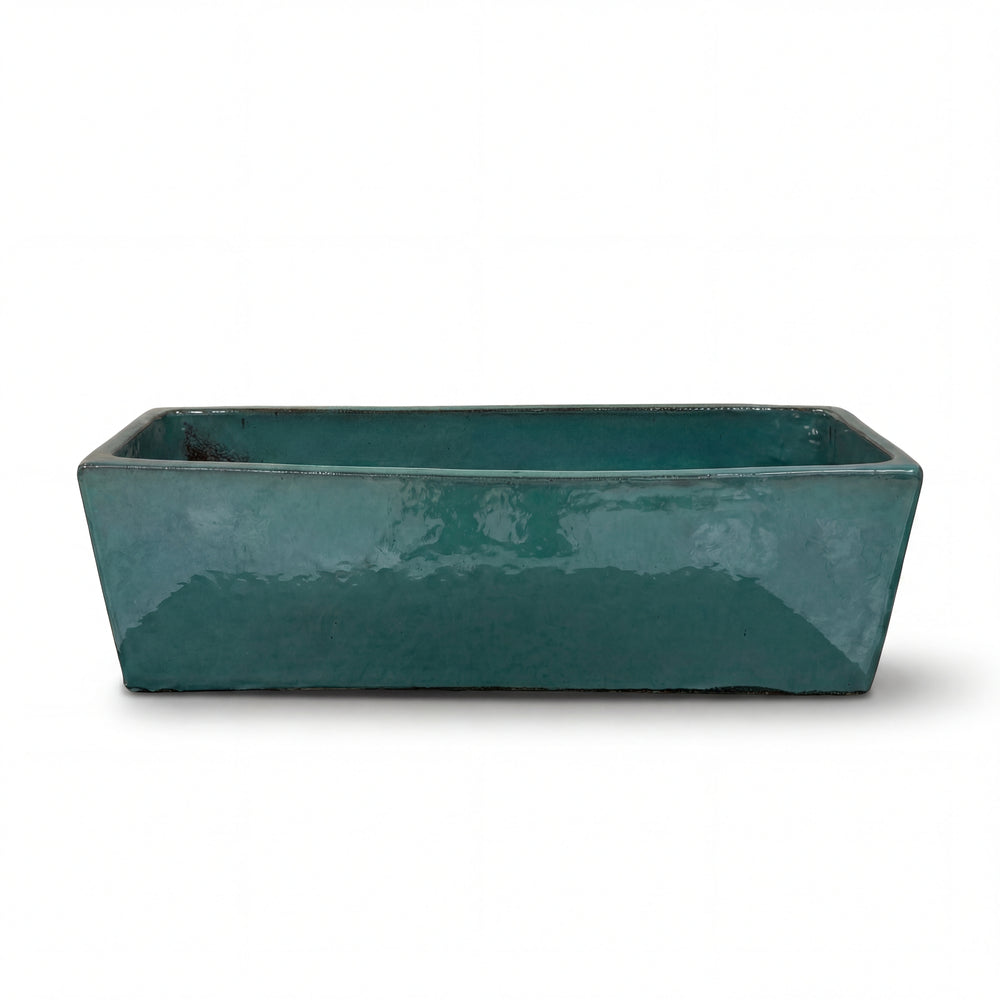 Ceramiczna skrzynka GIONO - Jadeitowo-zielona - L (46 x 15 x 14 cm)