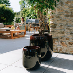 Keramický květináč SOCRATE - Černo červená