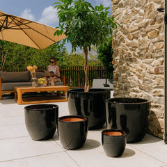 Doniczka ceramiczna LANCELOT - Czarna