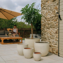 Doniczka ceramiczna LANCELOT - kremowa