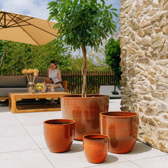 Keramický květináč LANCELOT - Podzimní oranžová