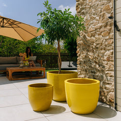 Doniczka ceramiczna LANCELOT - żółta