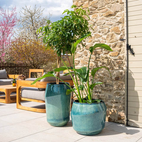 Doniczka ceramiczna Monaco - jasnoniebieska