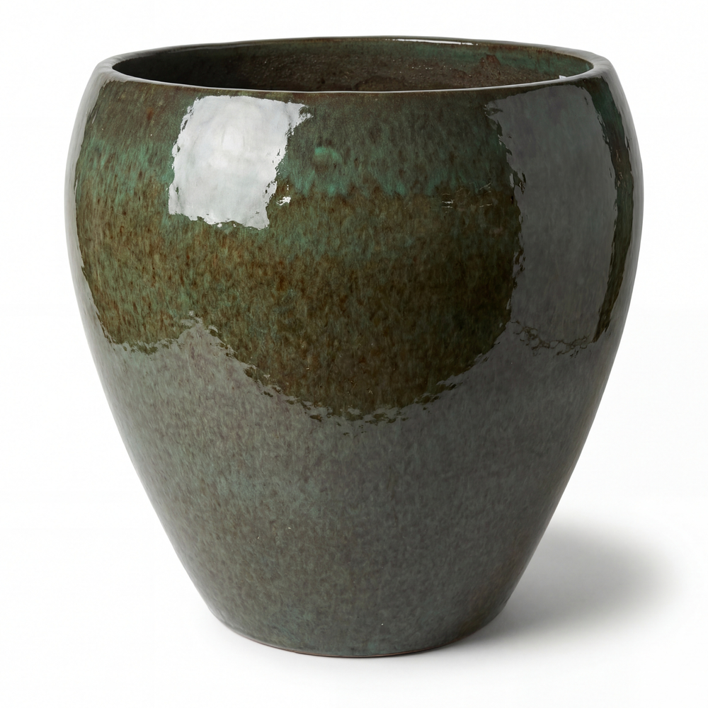 Duża doniczka ceramiczna LAFONTAINE 2 - Mgliście zielona - XL (52x52 cm)